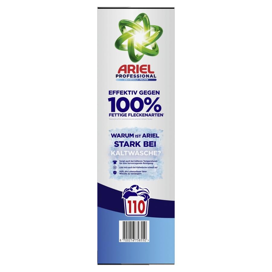 Ariel Detergente en polvo profesional Universal+, combate todo tipo de manchas de grasa, para uso profesional