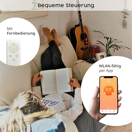 Könighaus 450W Smart 𝗗𝘂𝗮𝗹-𝗜𝗻𝗳𝗿𝗮𝗿𝗼𝘁𝗵𝗲𝗶𝘇𝘂𝗻𝗴 - Standgerät/Wandmontage - WLAN App-Steuerung mit Fernbedienung - inkl. Handtuchhalter, Standfüße & Befestigungsmaterial - Farbe: Weiß