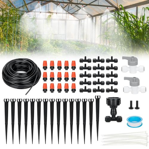 60FT Garden Watering System, Yomile New Quick-Connect Automatic Garden Watering Misting System, Blank Distribution Tubing, Saving Water Automatic Irrigation Equipment for Patio Lawn