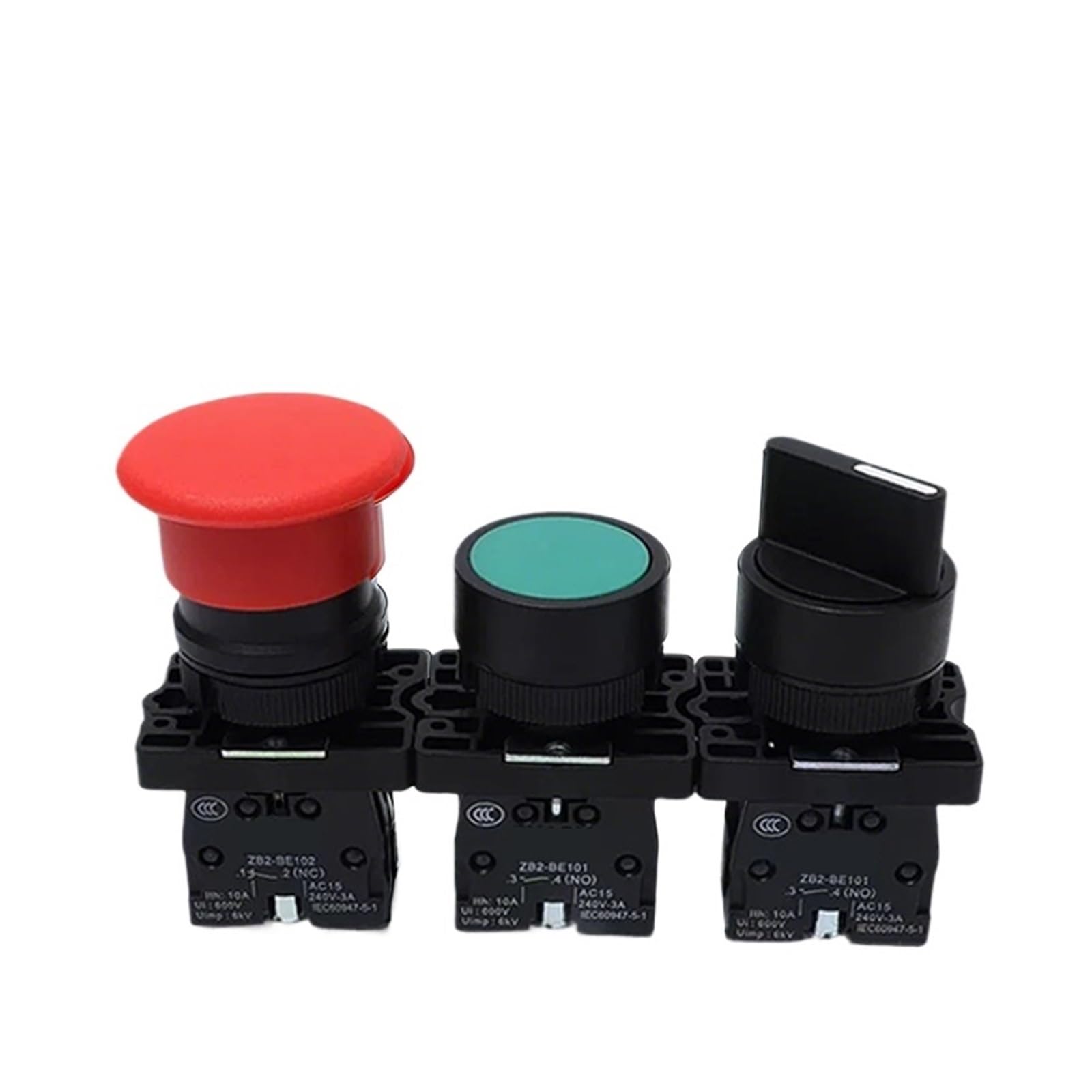 KUKEUC77Q Silver Contact Push Button Switch 22mm Mounting Reset Momentary With Arrow Symbol Start Stop XB2 Flat Head(Knob-ED21,1NC)