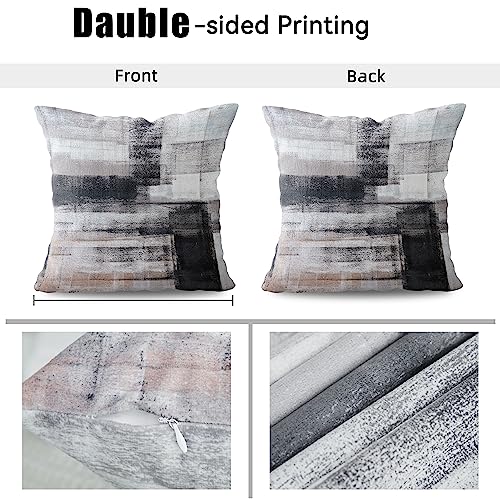 Black White Velvet Abstract Pillow Covers Set Of 2 Modern Accent Gray Throw Pillow Cover Soft Elegant Decorative Couch Cushion Cover For Bed Living Room Chair Outdoor Sofa Pillowcases 20X20 Inches #TOP6