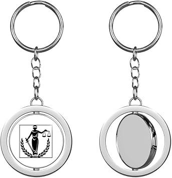 Blind Justice - Lady Balance Scale Symbol Lawyer Law fair Keychain Spinning Round Chrome Metal Key Chain