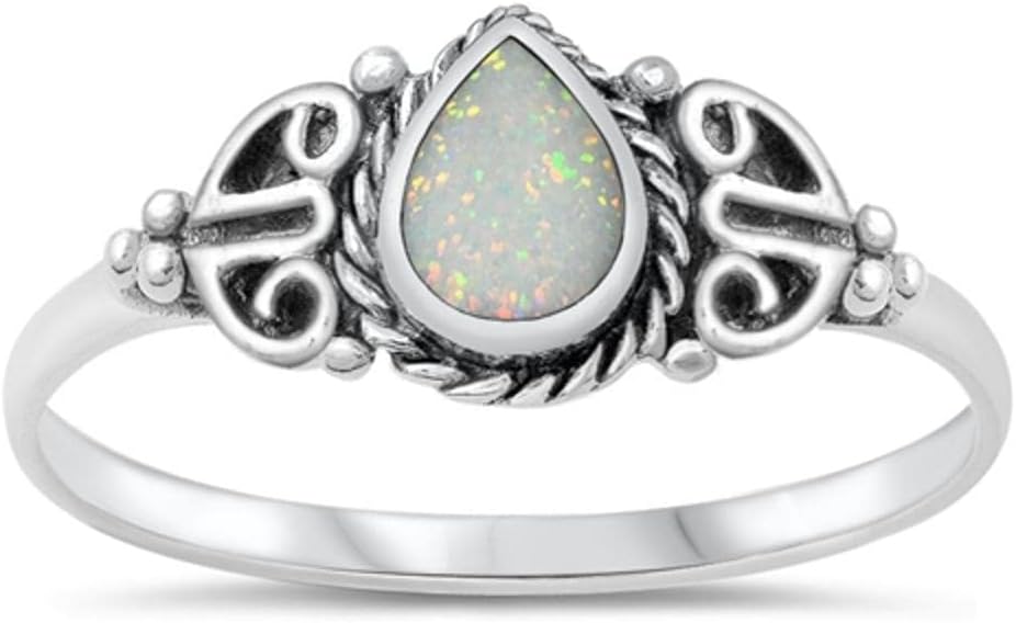 CHOOSE YOUR COLOR Sterling Silver Teardrop Ring