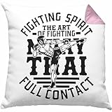 Muay Thai Kissen mit Füllung 40x40 Geschenk Muay Thai-Kämpfer Geschenkidee Fighting Spirit The Art...