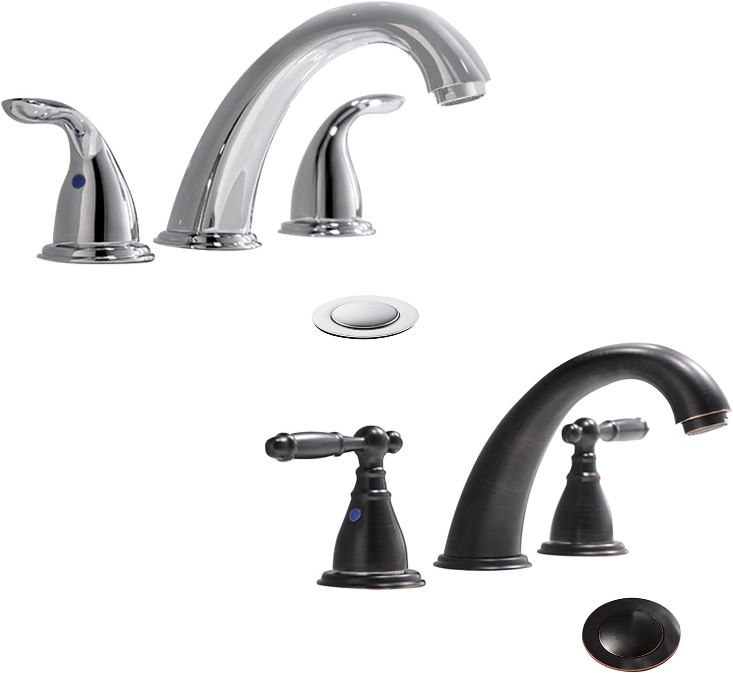 Widespread Bathroom Sink Faucet 8 Inch 3 Pieces 2 Handles High-Arc with Full-Copper Pop Up Drain and Valve by PHIESTINA