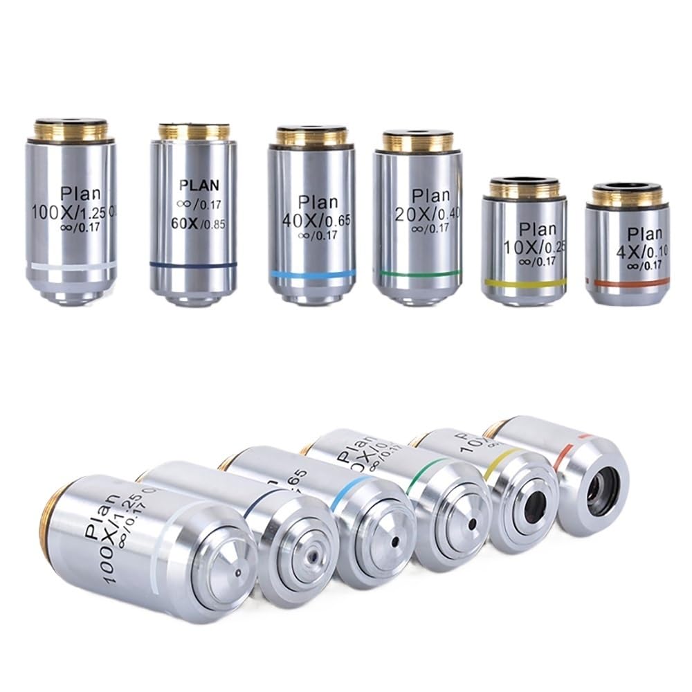 1PC Srebrny mikroskop biologiczny 4X 10X 20X 40X 100X Obiektyw Infinity Plan Gwint RMS do mikroskopu Olympus(4X 10X 20X 40X 100X)