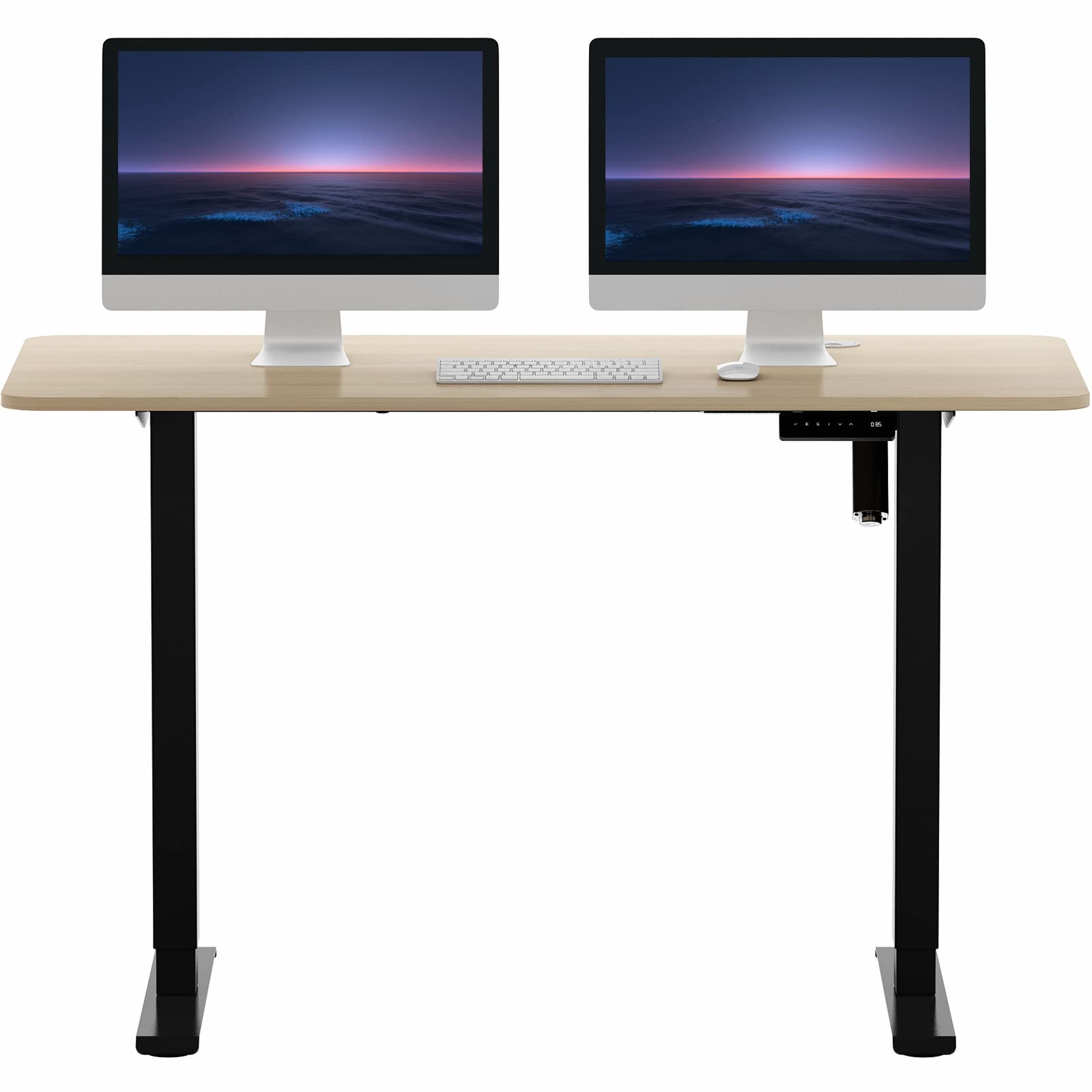 Height Adjustable Electric Standing Desk, 48 x 24 Inches Sit Stand up Desk, Home Office Desk with Whole-Piece Desktop, Black Walnut Desktop/Black Frame