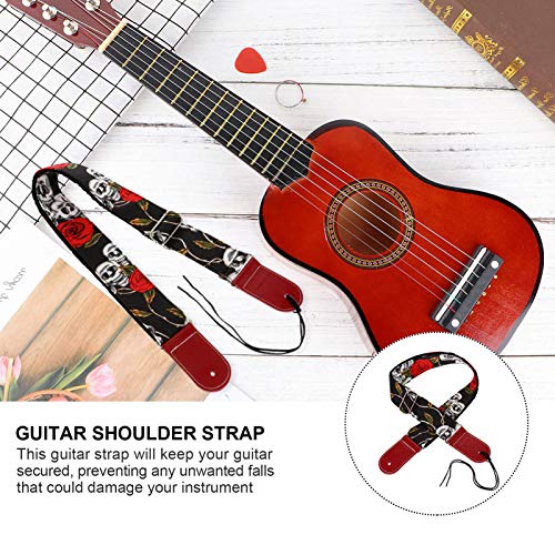 HEALLILY Kit de Acessórios de Guitarra de 9 Peças Incluindo Padrão de Rosa Do Crânio Ajustável Bolsa
