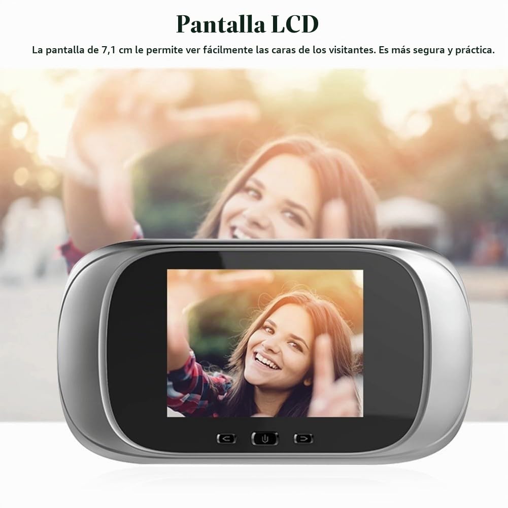 Cámara digital inteligente para puerta de mirilla, con pantalla de 2.8 pulgadas, grabación automática de fotos, lente gran angular, visor de puerta operado con pilas para vigilancia de seguridad en el