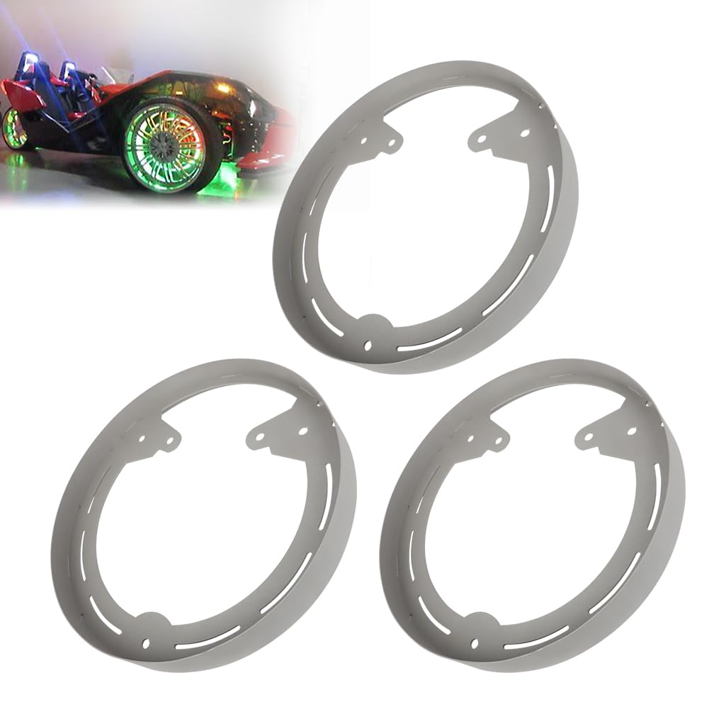 motopartyfor Polaris Slingshot Wheel Rings DYI Kit for LED's RAW Aluminum Powdercoated (Gray,3 PCS)