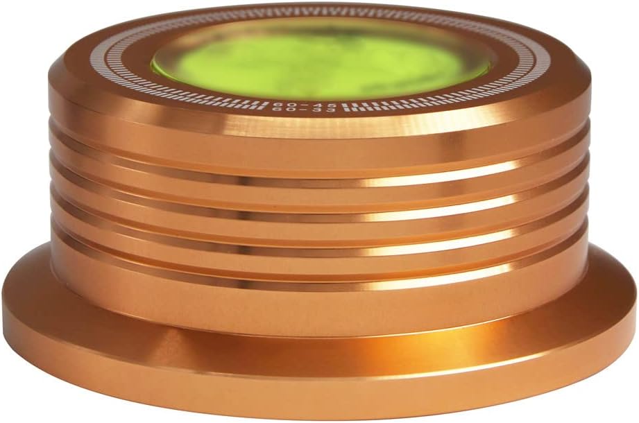 Record Stabilizer Weight LP Weight 10.5Oz Turntable Weight Bubble Level 60Hz Speed Measure Strobe Scale Record Puck Aluminum Vinyl Clamp for Record Player Phonograph (Gold)