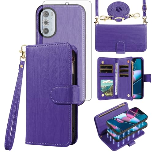 Étui antichoc Moto Edge + 5G UW violet pour éviter les chutes et la perte de cartes