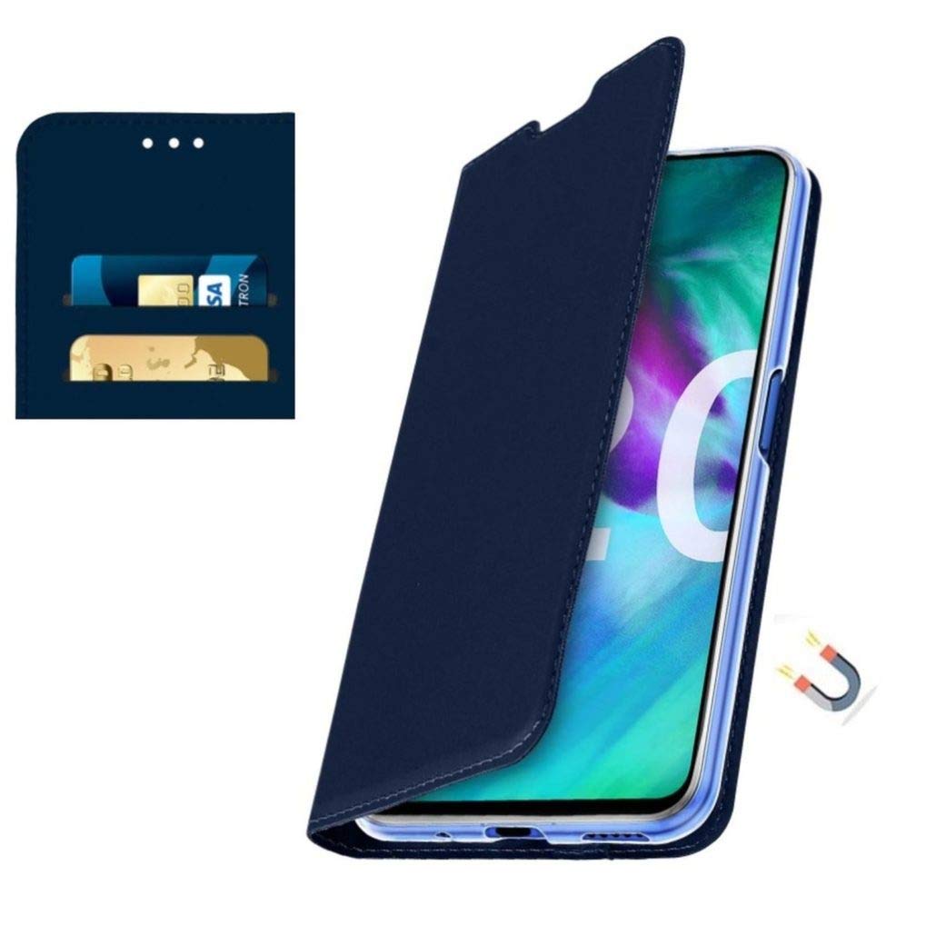 Ipomcase Coque Porte Carte pour Huawei Honor 20, Bleu
