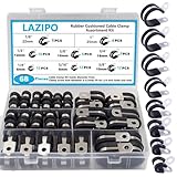Cable Clamp Assortment Kit, 68 Pieces 304 Stainless Steel Cushion Pipe Clamps Line Clamps Assorted in 8 Size 1/4'' 5/16'' 3/8'' 1/2'' 5/8'' 3/4'' 7/8'' 1'' Come With Durable PP Storage Case with