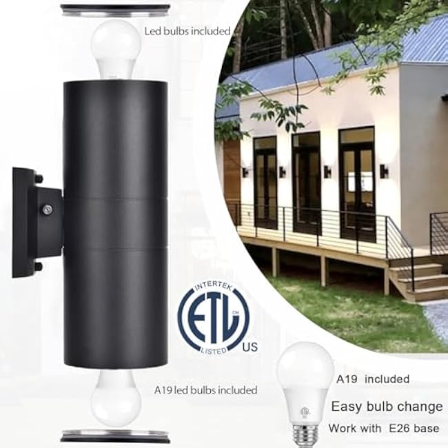 Dusk to Dawn Outdoor Lighting Up and Down Lights Outdoor Wall Sconce 2 Light Lamps