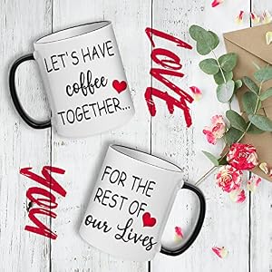 Fatbaby Wedding Gift for Couple Engagement Gifts for Couples Bridal Shower Gifts for Bride and Groom Lets Have Coffee Together For The Rest Of Our Lives Mr and Mrs Couple Mug Set 11oz