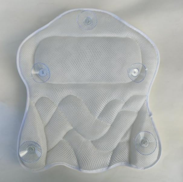 Miniatura 9 de Almohada de baño para bañera, almohada de bañera, almohadas de baño para soporte de cuello y espalda, tela de malla 4D, fuerte succión impermeable,