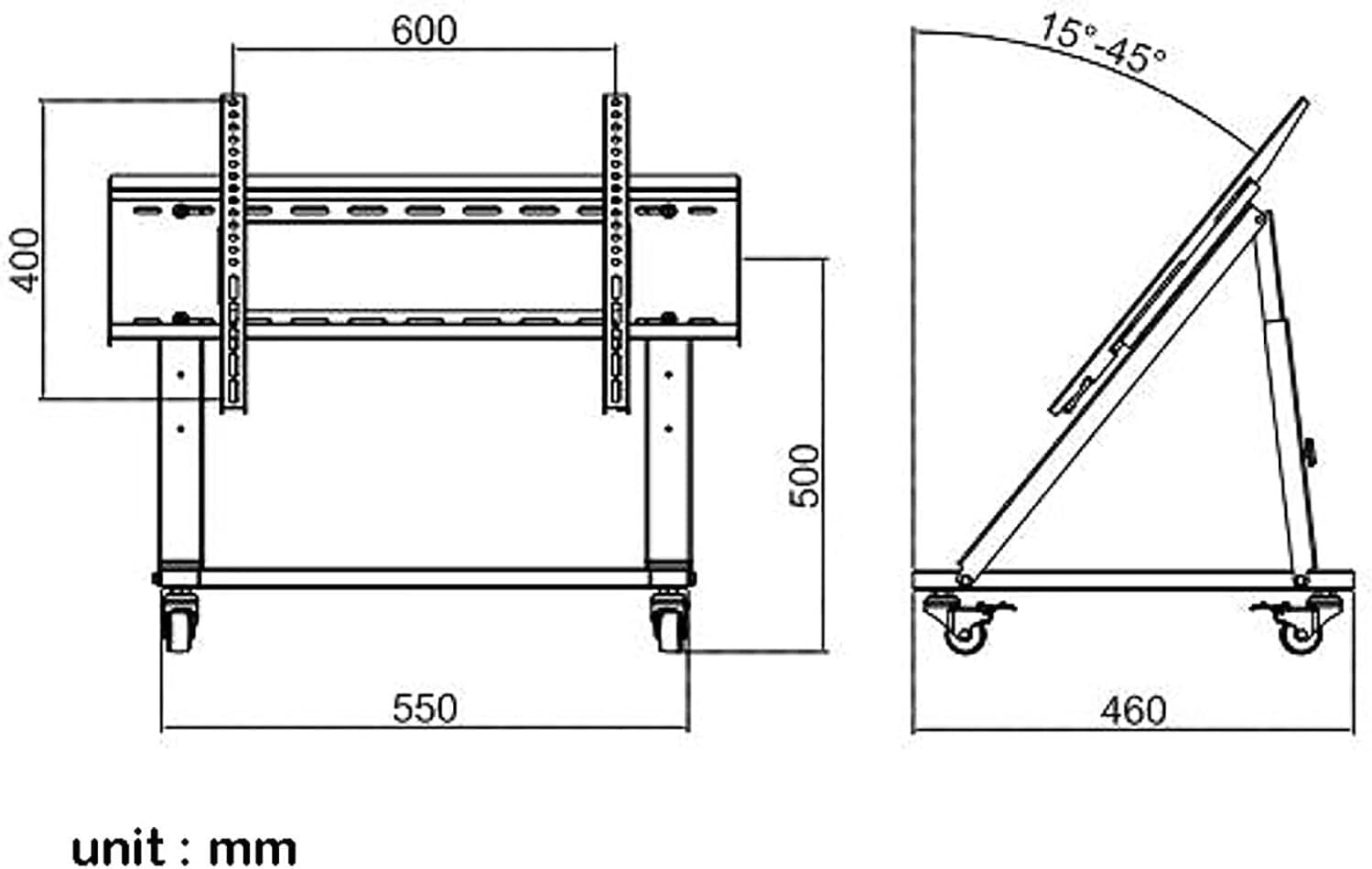 TV Stand Mobile TV cart with Wheels TV Stand 32 to 70 inch Flat Screen Rolling TV cart with Locking Wheels and tilt