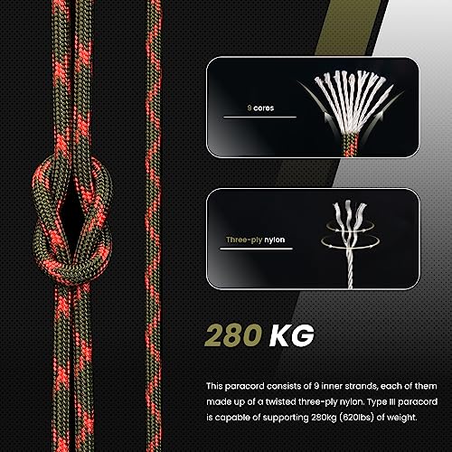 Abma Cord Paracord 620 lbs 4mm 9 Strands 100% Nylon 30M - Apocalypse, Military-apocalypse, 30 Meters - Image 3