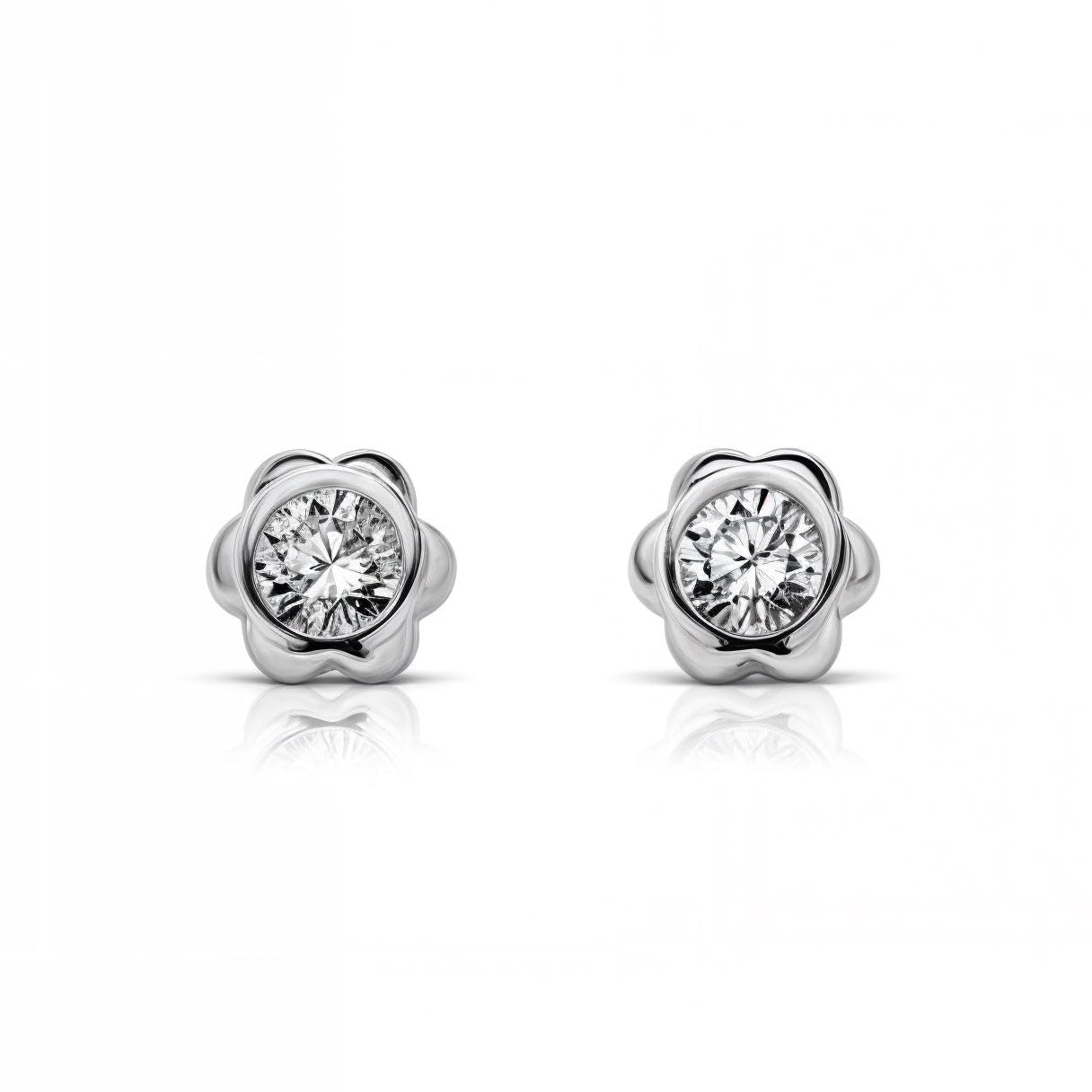 Pendientes Bebe o niña Oro Blanco Margarita - Estuche Regalo - Certificado de Garantía - Mondepetit