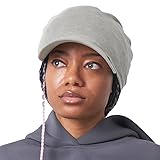 CHARM サマービーニー 男性用 - コットン&リネンスラウチバイザービーニーキャップ 女性用 軽量ニット, グレー, One Size