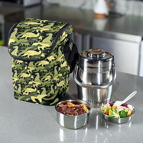 Bolsa de almuerzo de camuflaje portacomidas térmico lonchera para la escuela y el trabajo 7