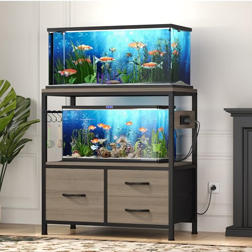 Image of Heybly 20-29 Gal Fish Tank Stand with Drawer, Power Outlet,330lbs HAS001SG