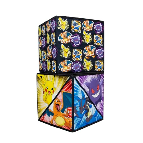 Boîtes de rangement sous licence officielle Pokémon | Lot de 2 cubes de rangement pliables Pow Pow avec Pikachu | Idéal pour organiser une chambre d'enfant...