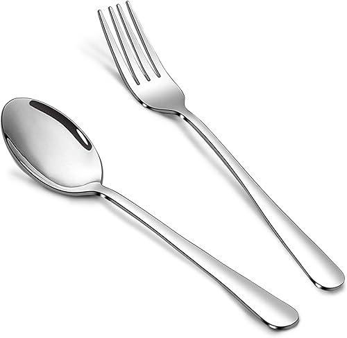 Juego de 16 cucharaditas y tenedores de postre de acero inoxidable, pulido espejo y apto para lavavajillas