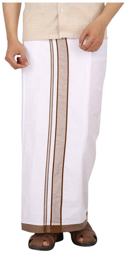 Prakasam Cotton Men's Cotton Dhoti_Moon-Vel-Pkt-Brown_Brown_34
