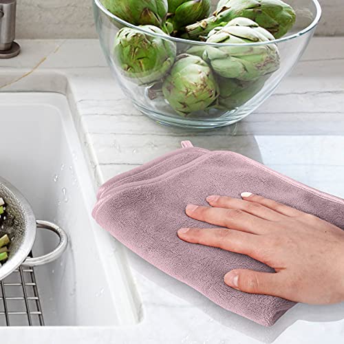 Umani Towels Kitchen Cloths, Fine Fiber Fleece Super Soft And Absorbent Dish Towels, Extra Thick Cleaning Towels And Hand Towels With Hanging Loop, 12 X 16 Inch, 5 Pack (Purple) #TOP3