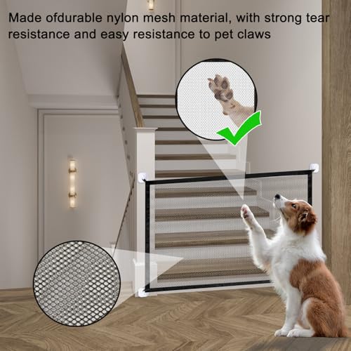 2 Stück Treppenschutzgitter für Hunde, 110 x 77 cm, Sicherheitsbarriere für Hunde, ausziehbar, für Haustiere, schwarz, C-Hien, B-Rückwand, Tiere, für Treppen, Flure, Küche