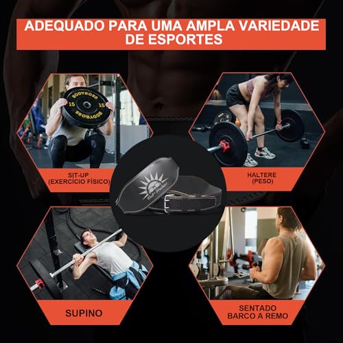Cinto de Levantamento de Peso Cinturão para Agachamento Crossfit Couro