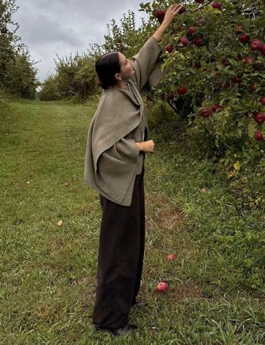 Kissonic Women's Oversized Scarf Jacket Shawl Wraps Knit Long Sleeve Button Winter Peacoat3