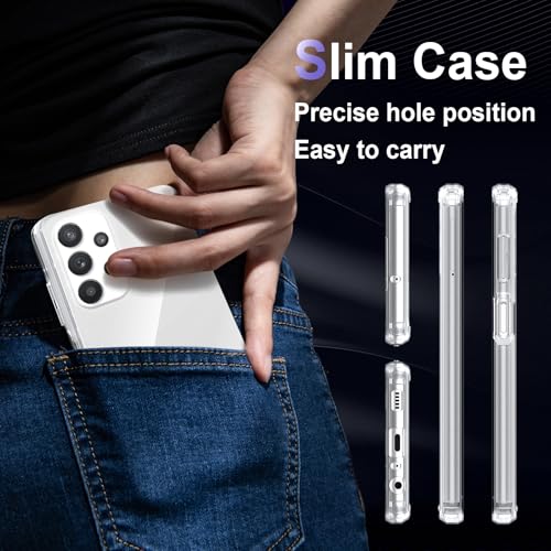 Image of Case for Samsung Galaxy A32 5G, Military Grade Drop Protection Phone Case, Yellowing Resistant, Anti-Scratch Hard PC Back, Shockproof Hard Ultra-Thin Protective Cover, Clear