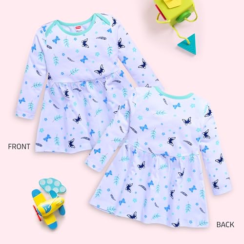 Image of LuvLap Girl's Cotton A-Line Knee-Length F /S Frock (LLAMZGR0140 Multicilour 3 6 to 12 Months, Size L)
