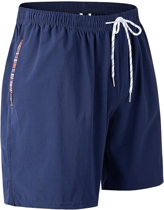 Miniatura 3 de Loopory Pantalones cortos casuales para hombre, con cordón, para verano, playa, elásticos, para golf, tela antiarrugas, 5 y 7 pulgadas