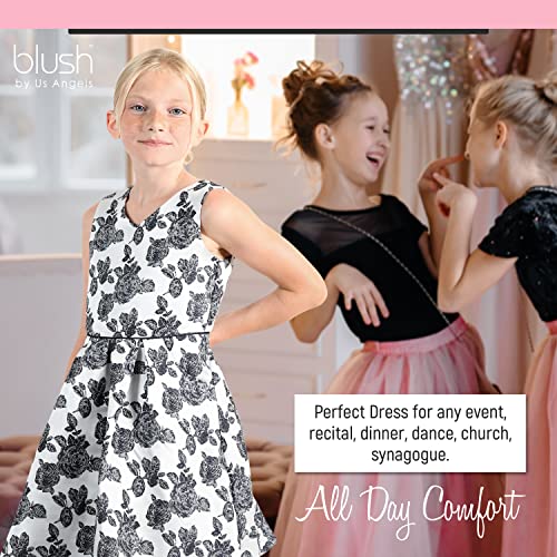 Blush Lace Dresses for Girls – Soft Knit Lined Girls Dresses with Floral Textures, Size 7-162