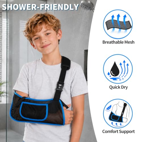 Image of Mesh Shower Arm Sling Shoulder Immobilizer for Shoulder Surgery Recovery | Breathable Mesh, Shower Arm Sling, Quick-Dry Use, Adjustable Strap, Left or Right Arm, Shoulder Elbow Wrist Support, Size S