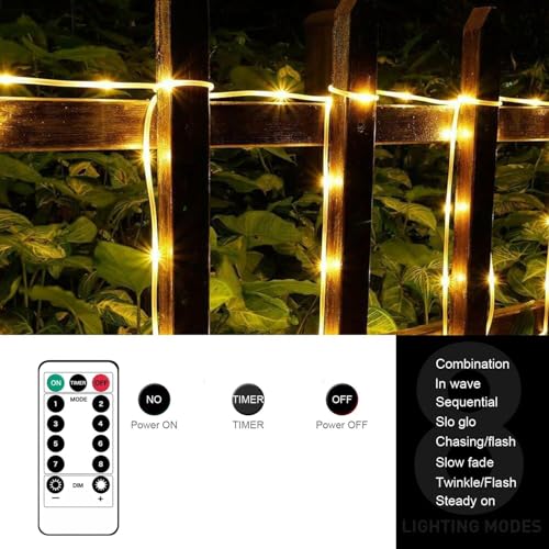 Auting 10M Lichterschlauch LED 100 LEDs, Lichterkette Aussen Warmweiß für Innen Außen Party Hochzeit Weihnachten Dekolicht Warmweiß mit Fernbedienung & Timer 8 Modi und Helligkeit Dimmbar