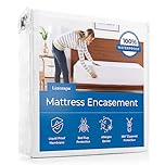 LINENSPA Zippered Encasement Waterproof, Dust Mite Proof, Bed Bug Proof, Hypoallergenic Breathable Mattress Protector - Full Size , White