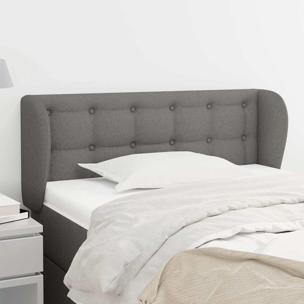 Tête de lit avec oreilles en tissu gris foncé 83 x 23 x 78/88 cm rembourrée avec pieds en bois, réglable en hauteur, dossier confortable pour chambre à coucher, lit double