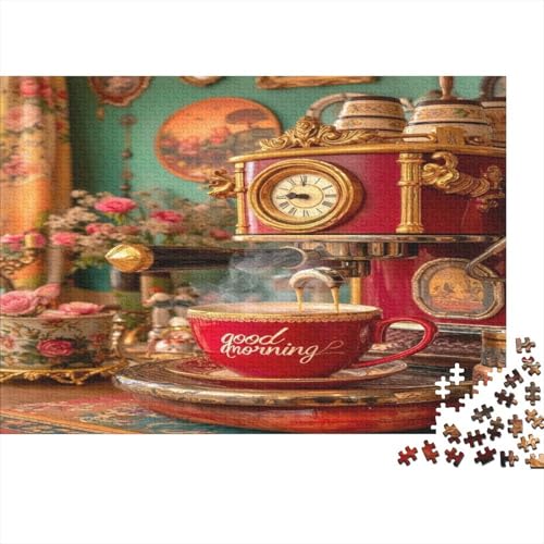 Puzzle 1000 Pezzi Caffettiera Vintage Decorazione Orologio 70x50cm per Adulti e Bambini da 12 Anni, Carta Premium Sostenibile Stimolante Educativo Sfidante