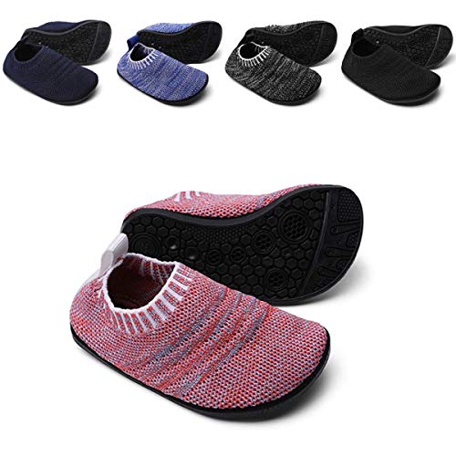 Sosenfer Toddler Slipper Socks for Girls Boys with Rubber Sole Non-Slip Knit Lightweight House Slippers for Kids-FENSE-10 Pink