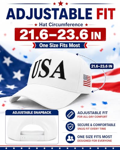 Image of USA Flag Hat for Men Women - 3D Embroidered Patriotic Baseball Cap, 4th of July, 250th