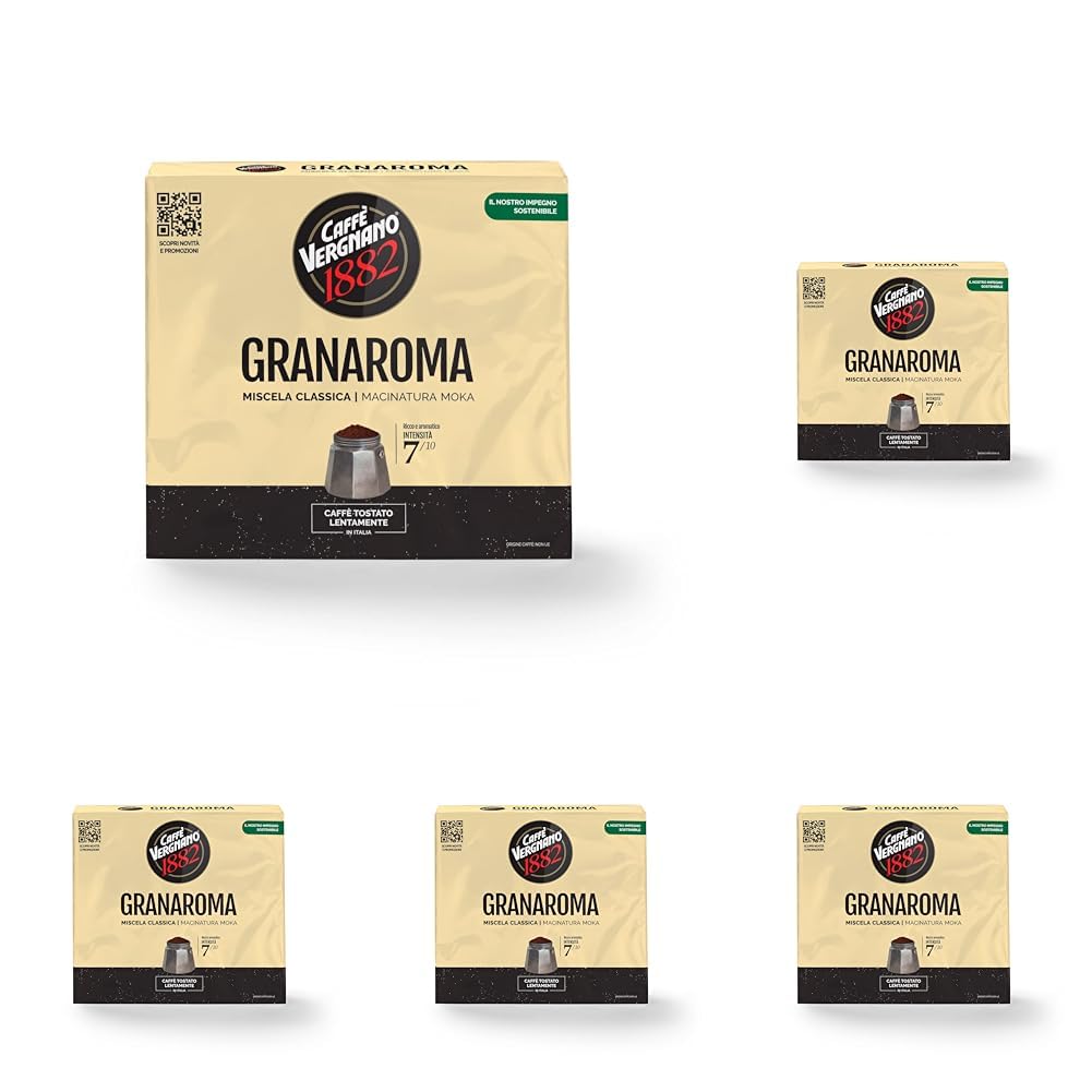 Caffè Vergnano 1882 Miscela Classica Caffè Macinato Granaroma, 2 x 250g (Confezione da 5)