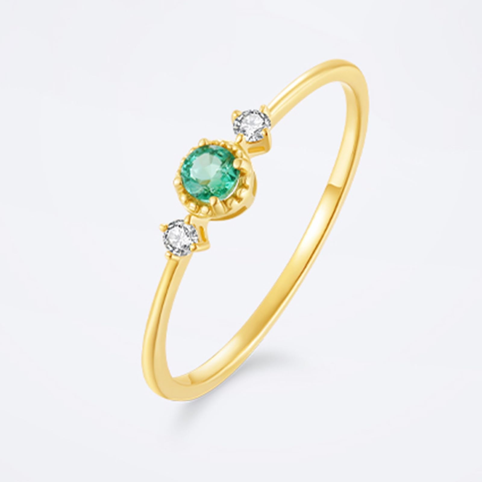 Anillos para mujer con esmeralda, oro amarillo, anillos de compromiso, anillos de boda de oro auténtico, alianzas para mujeres