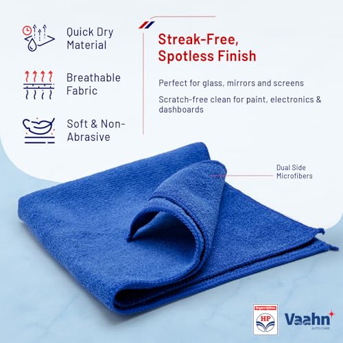 Image of HP Vaahn Microfiber Cloth | Ultra Absorbent, Lint-Free Car Cleaning & Drying Towel | High-Density, Reusable & Eco-Friendly (40x40 - Pack of 1)