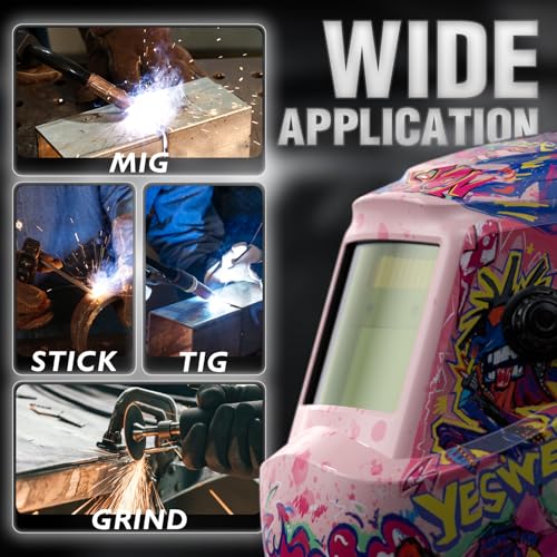 Image of YESWELDER Auto Darkening Welding Helmet, Blue Light Blocking, 1 /1 /1 /1 True Color Solar Powered Welding Hood with 2 Arc Sensors, Wide Shade 3.5 /9-13 Welder Mask for TIG MIG ARC and Grind