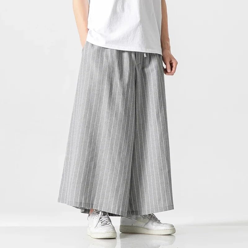 Men Korean Wide Leg Pants Mens Loose Casual Harem Pants Japanese Streetwear Joggers Striped Retro Trousers3